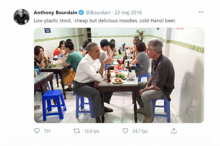Wpis Anthoniego Bourdaina po kolacji z Obamą